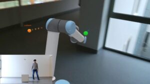 Guiado manual de un robot virtual o real mediante su holograma